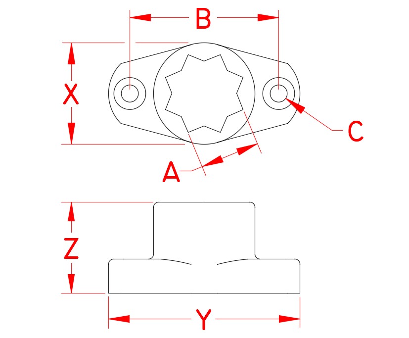 Stainless Steel Winch Handle Holder, S3520-0001, Line Drawing